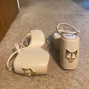 Naked Wolfe platform sandals in Oat